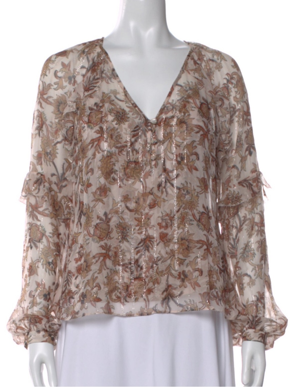 Veronica Beard Zanita Floral Silk Metallic Blouse w Cami Size 4